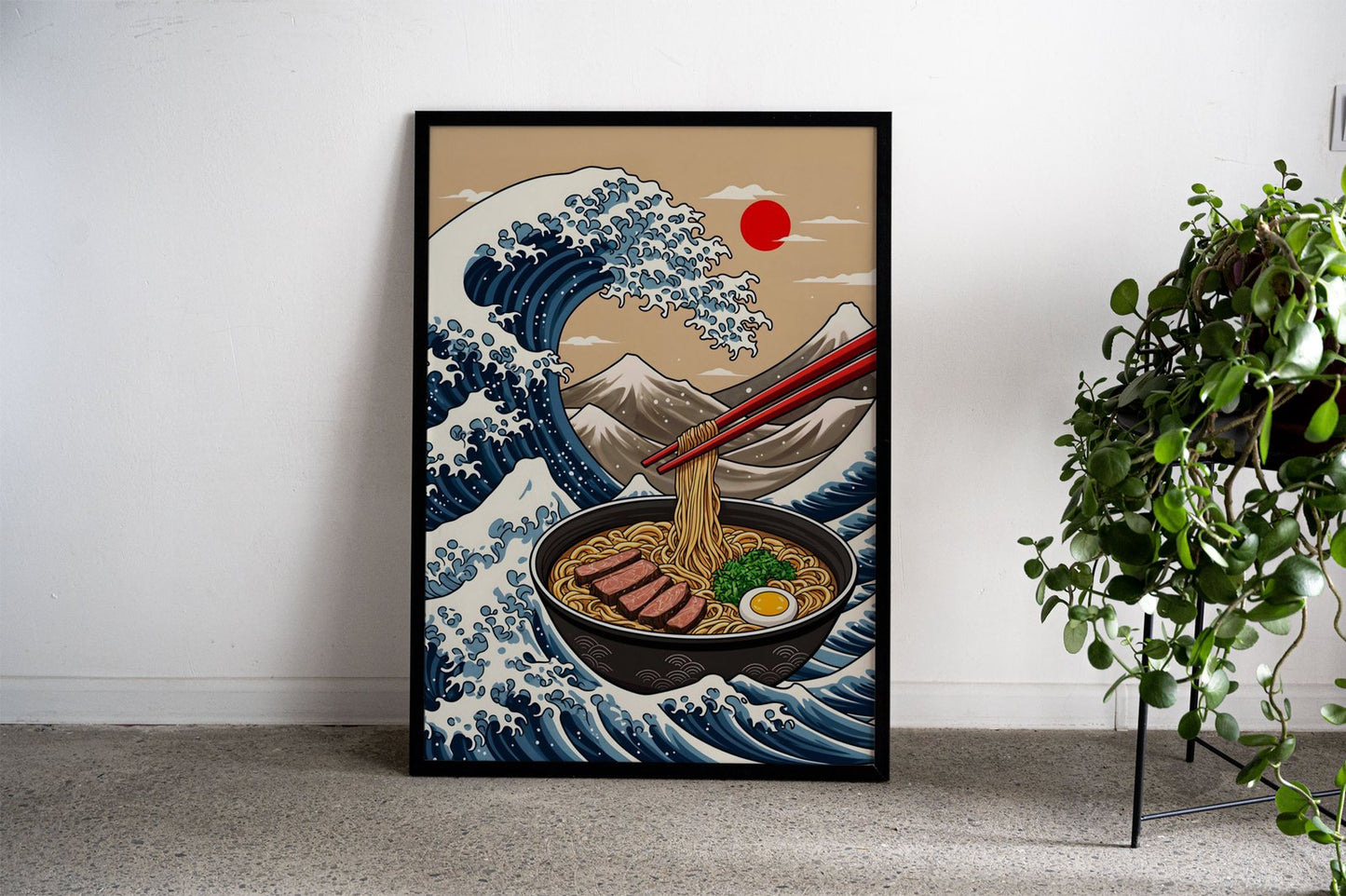 Ramen Great Wave Asian Style Poster | Bold Unframed Wall Art Print Inspired by Japanese Wave Art | High-Quality Home Decor | Multiple Sizes Available