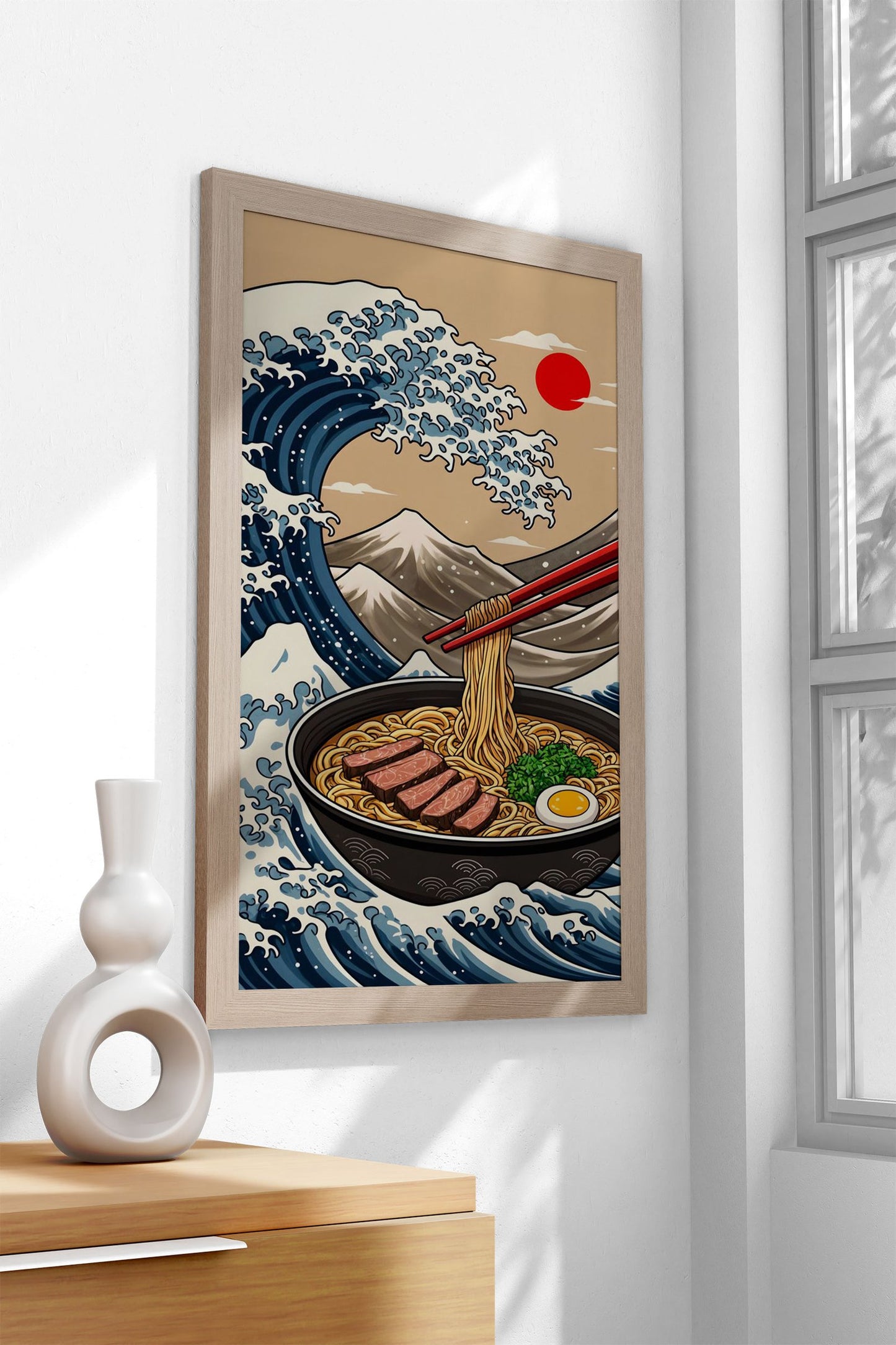 Ramen Great Wave Asian Style Poster | Bold Unframed Wall Art Print Inspired by Japanese Wave Art | High-Quality Home Decor | Multiple Sizes Available