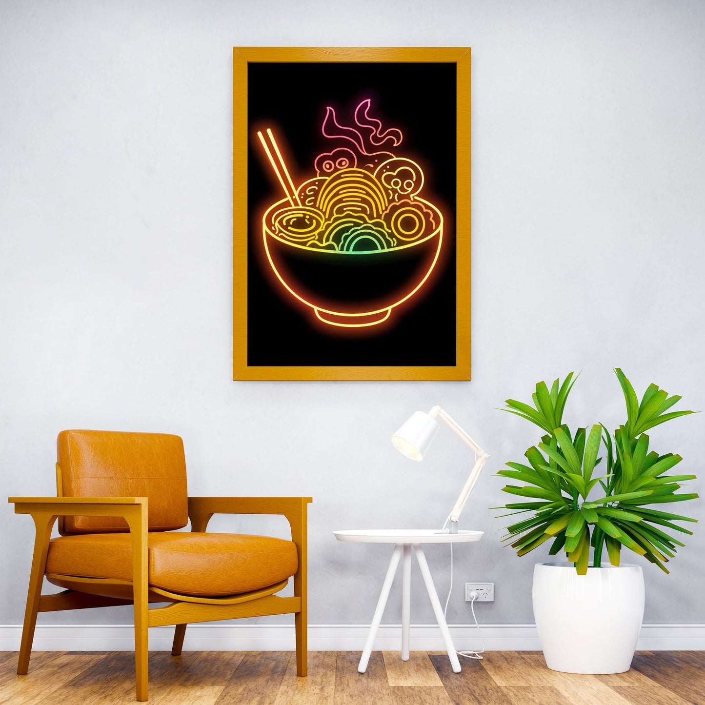 Ramen Japan Golden Neon Asian Style Poster  | Wall Art for Home & Office | High-Quality Print