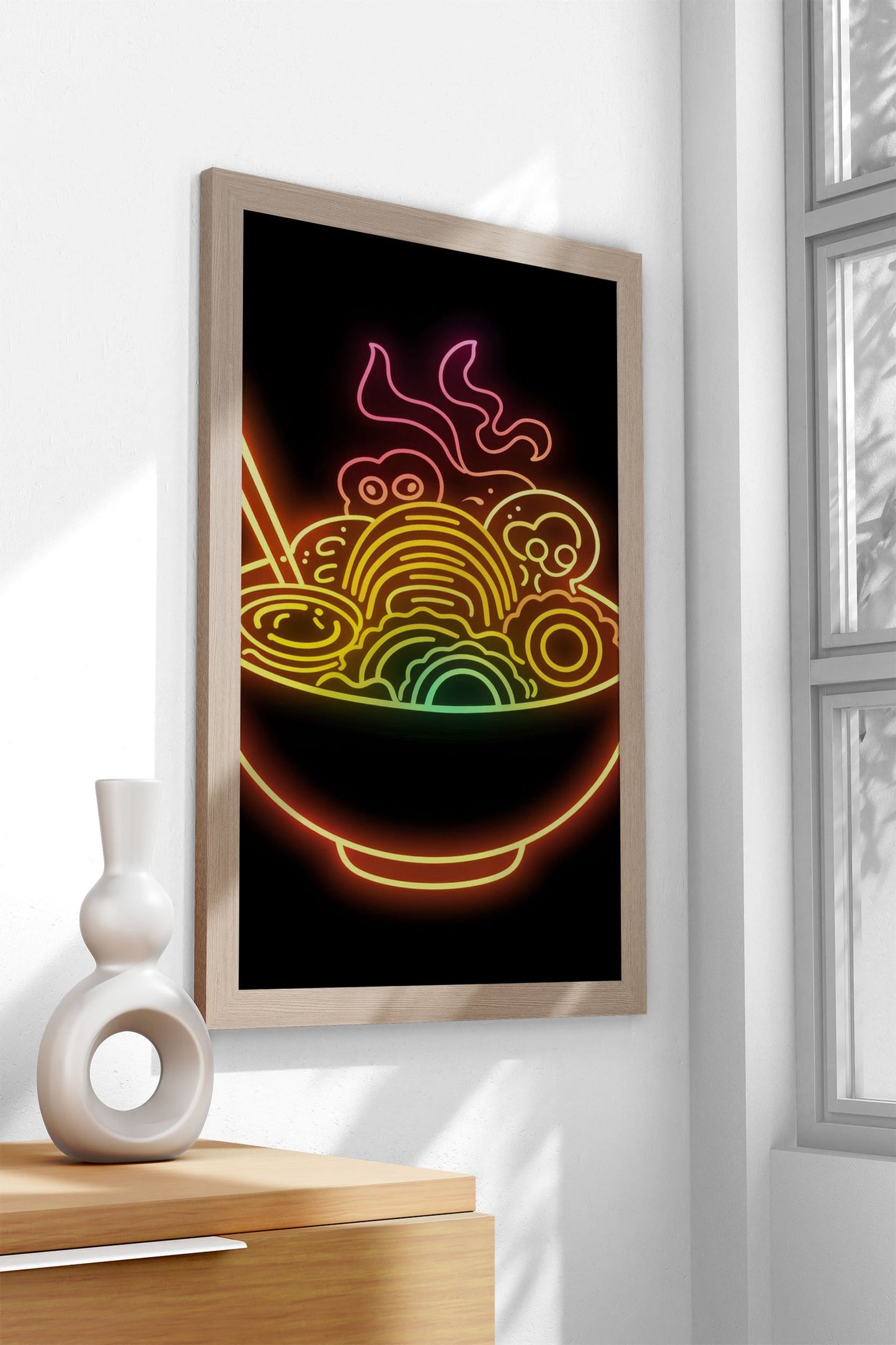 Ramen Japan Golden Neon Asian Style Poster  | Wall Art for Home & Office | High-Quality Print