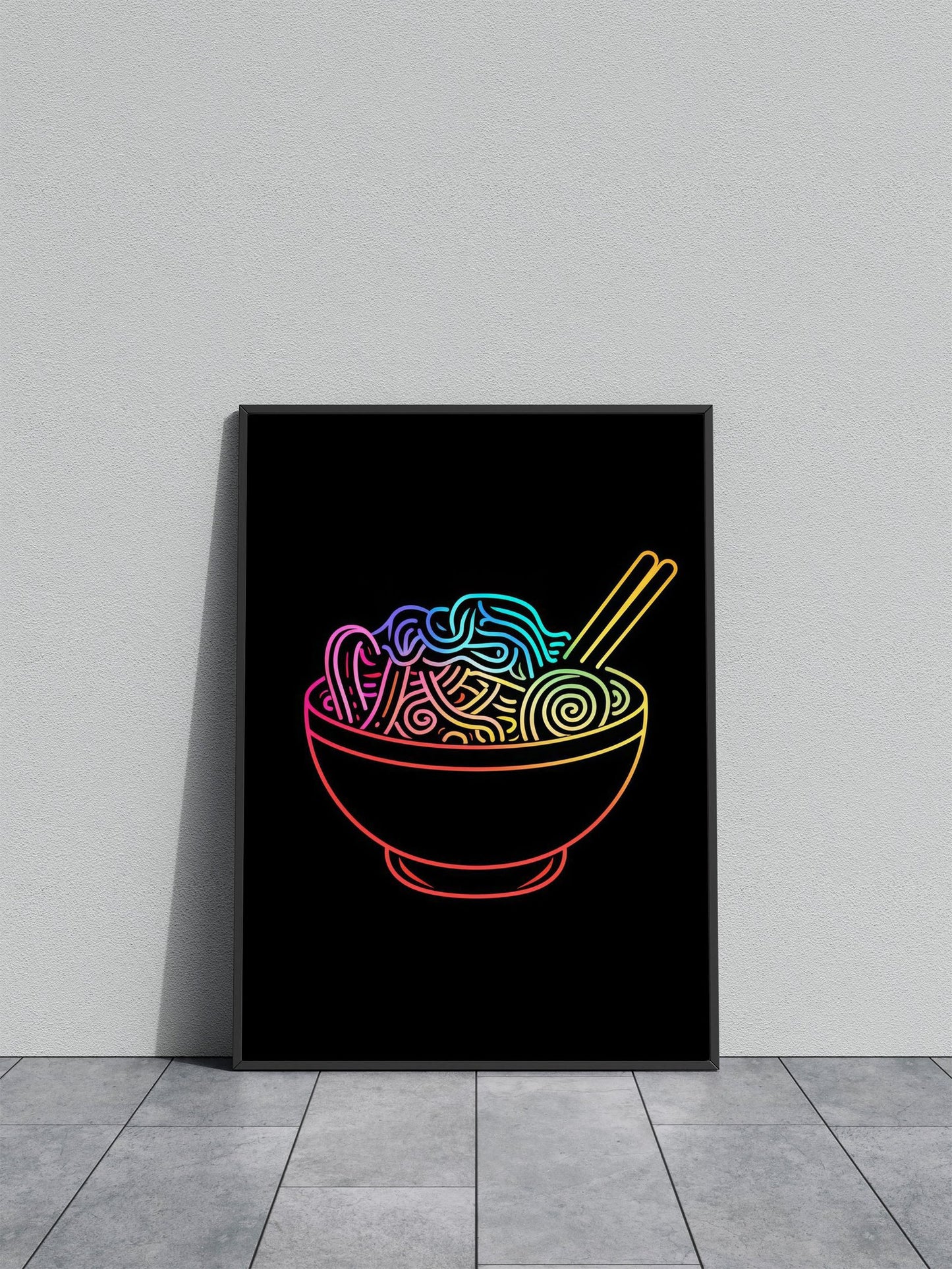 Ramen Light Neon Japan Asian Style Poster | Vibrant Unframed Wall Art Print for Home, Kitchen & Office Decor | Premium Quality | Multiple Sizes