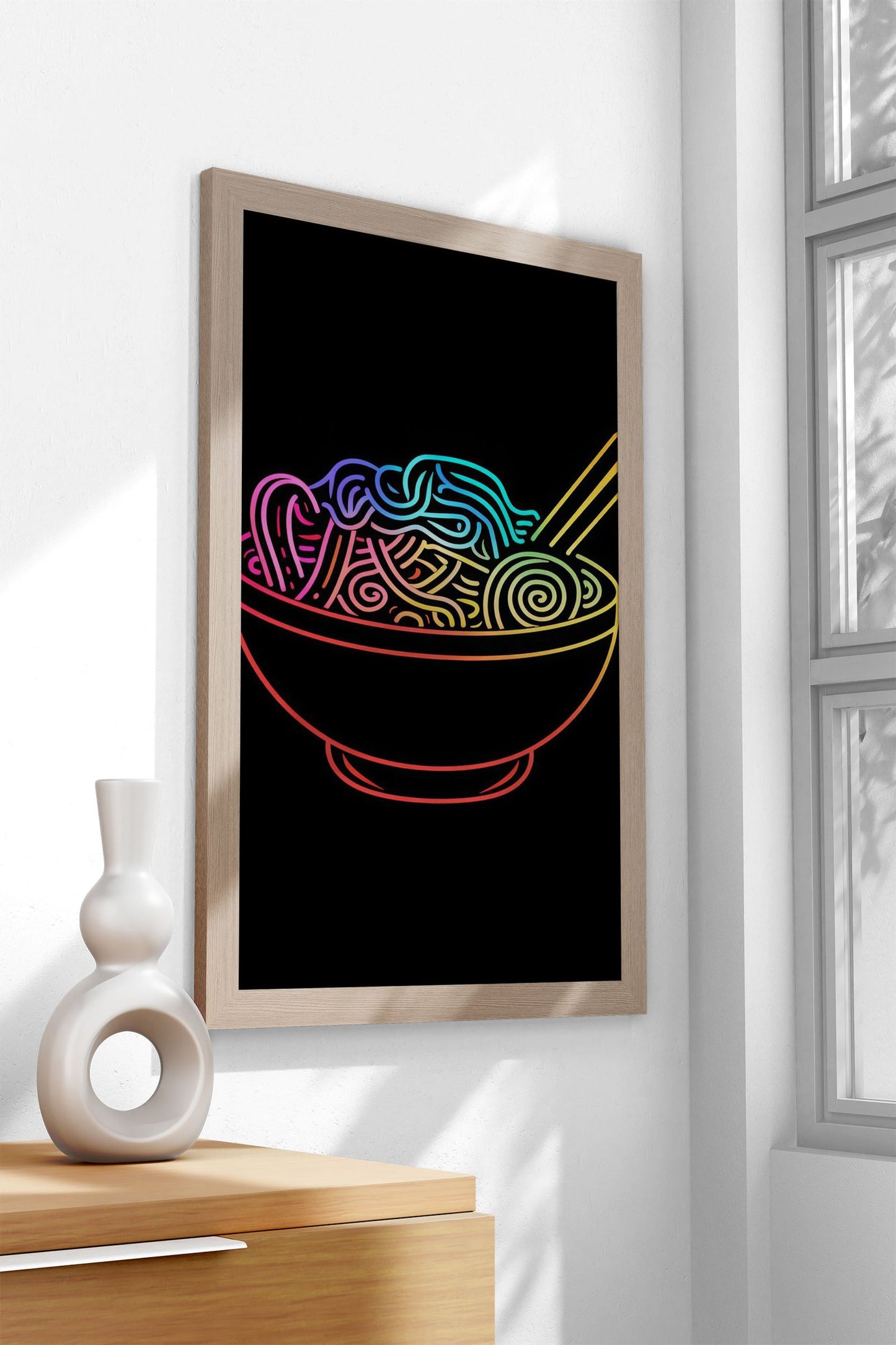 Ramen Light Neon Japan Asian Style Poster | Vibrant Unframed Wall Art Print for Home, Kitchen & Office Decor | Premium Quality | Multiple Sizes
