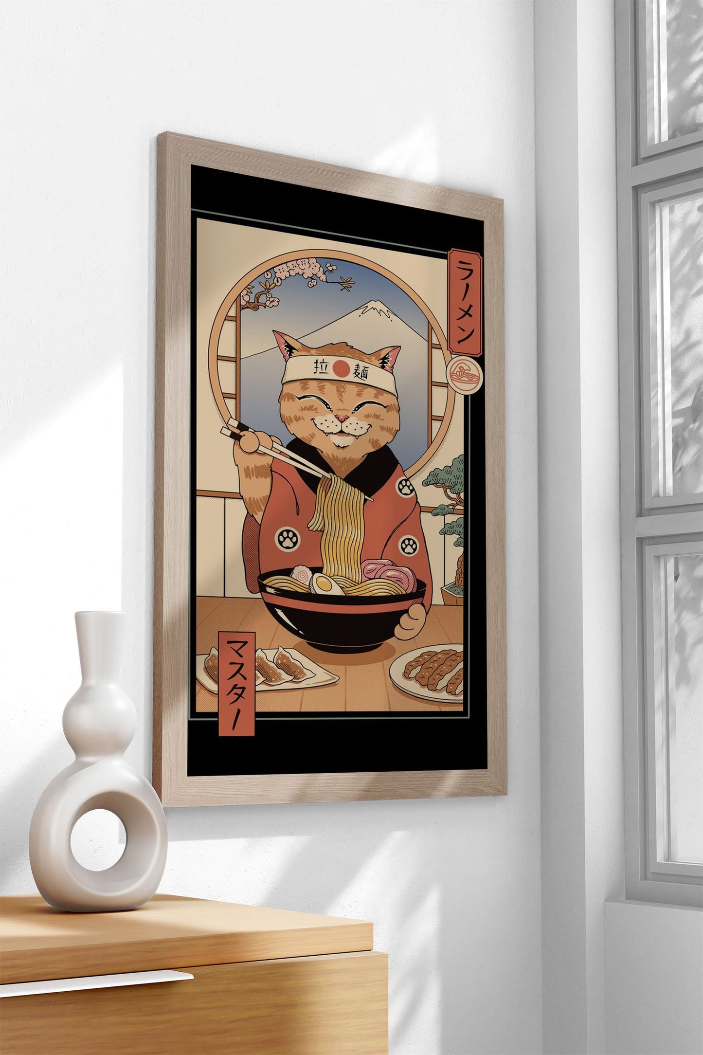 Ramen Meowster Asian Style Poster | Cute Cat-Themed Unframed Wall Art Print for Kitchen, Home & Office | High-Quality | Multiple Sizes Available