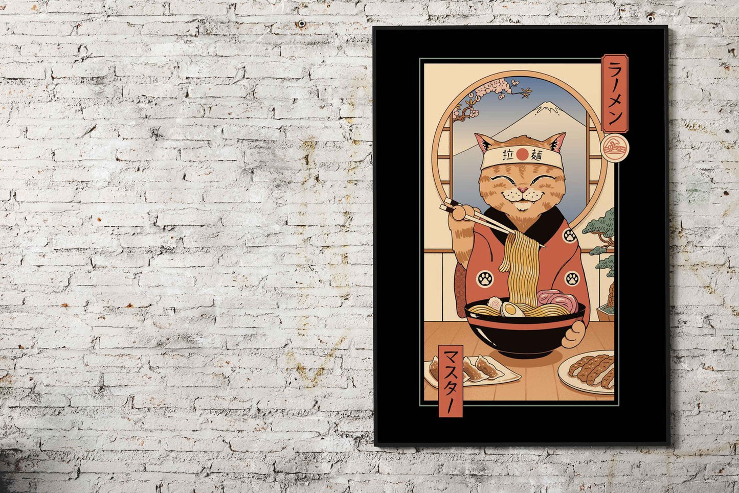 Ramen Meowster Asian Style Poster | Cute Cat-Themed Unframed Wall Art Print for Kitchen, Home & Office | High-Quality | Multiple Sizes Available