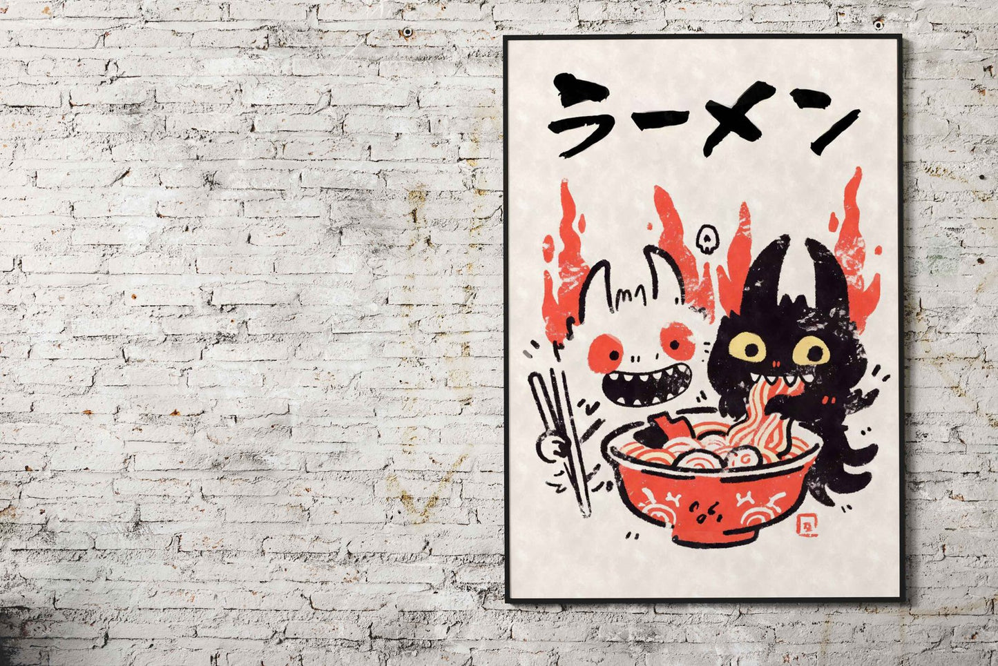 Ramen Monsters Yokai Asian Style Poster | Quirky Unframed Wall Art Print for Home, Kitchen & Office Decor | Premium Quality | Multiple Sizes Available