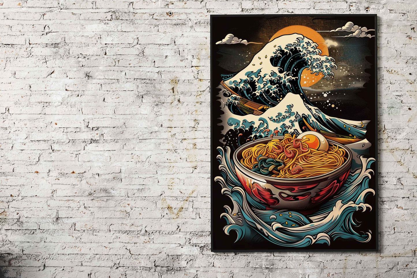 Ramen and Waves Asian Style Poster | Wall Ar t for Home & Office | High-Quality Print