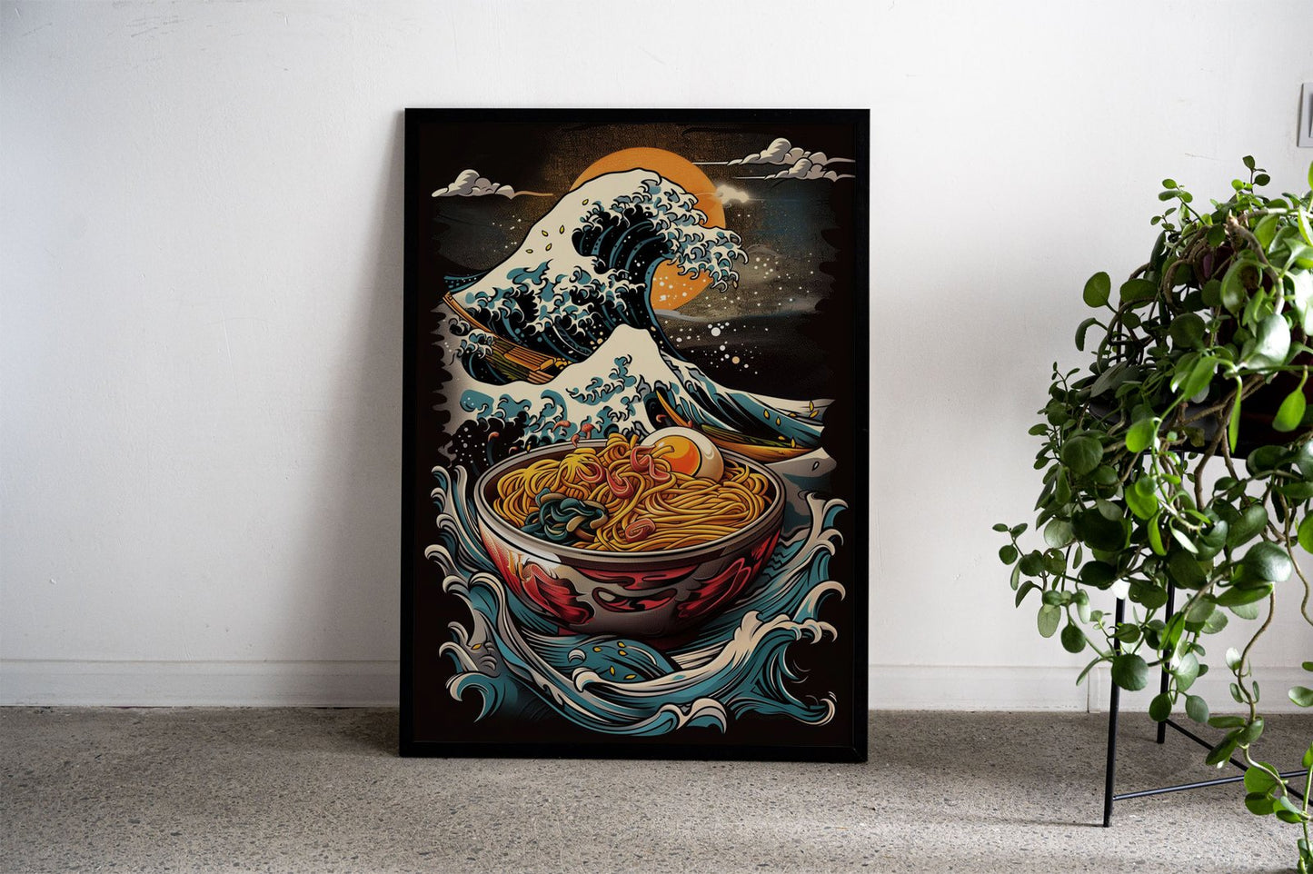 Ramen and Waves Asian Style Poster | Wall Ar t for Home & Office | High-Quality Print