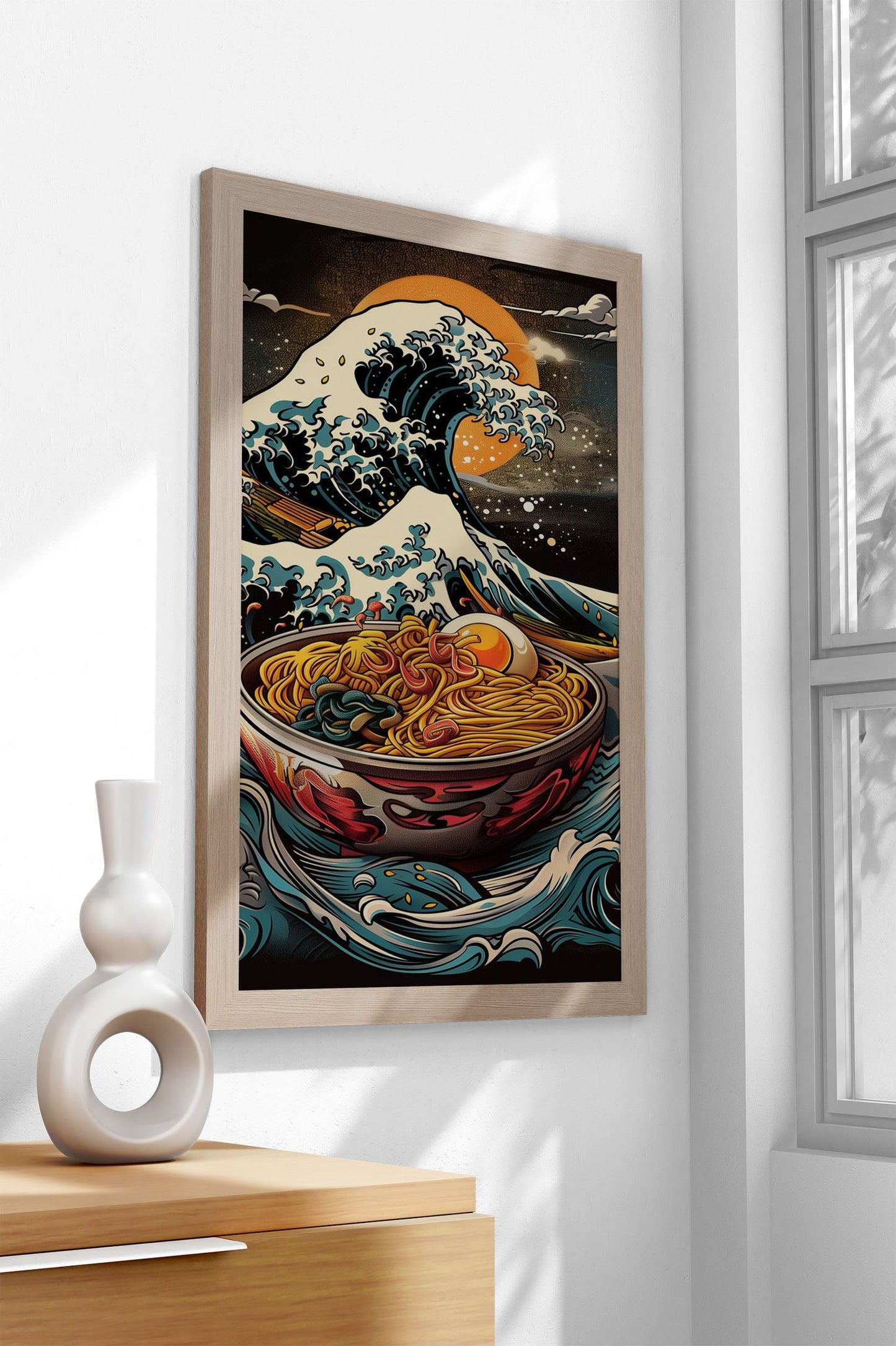 Ramen and Waves Asian Style Poster | Wall Ar t for Home & Office | High-Quality Print