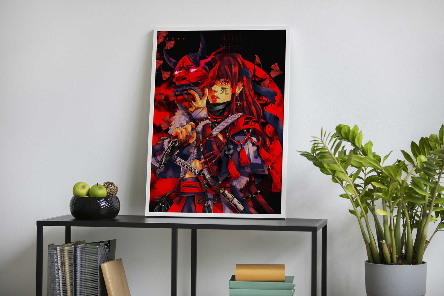 Red Girl Samurai Japan Asian Style Poster | Wall Art for Home & Office | High-Quality Print