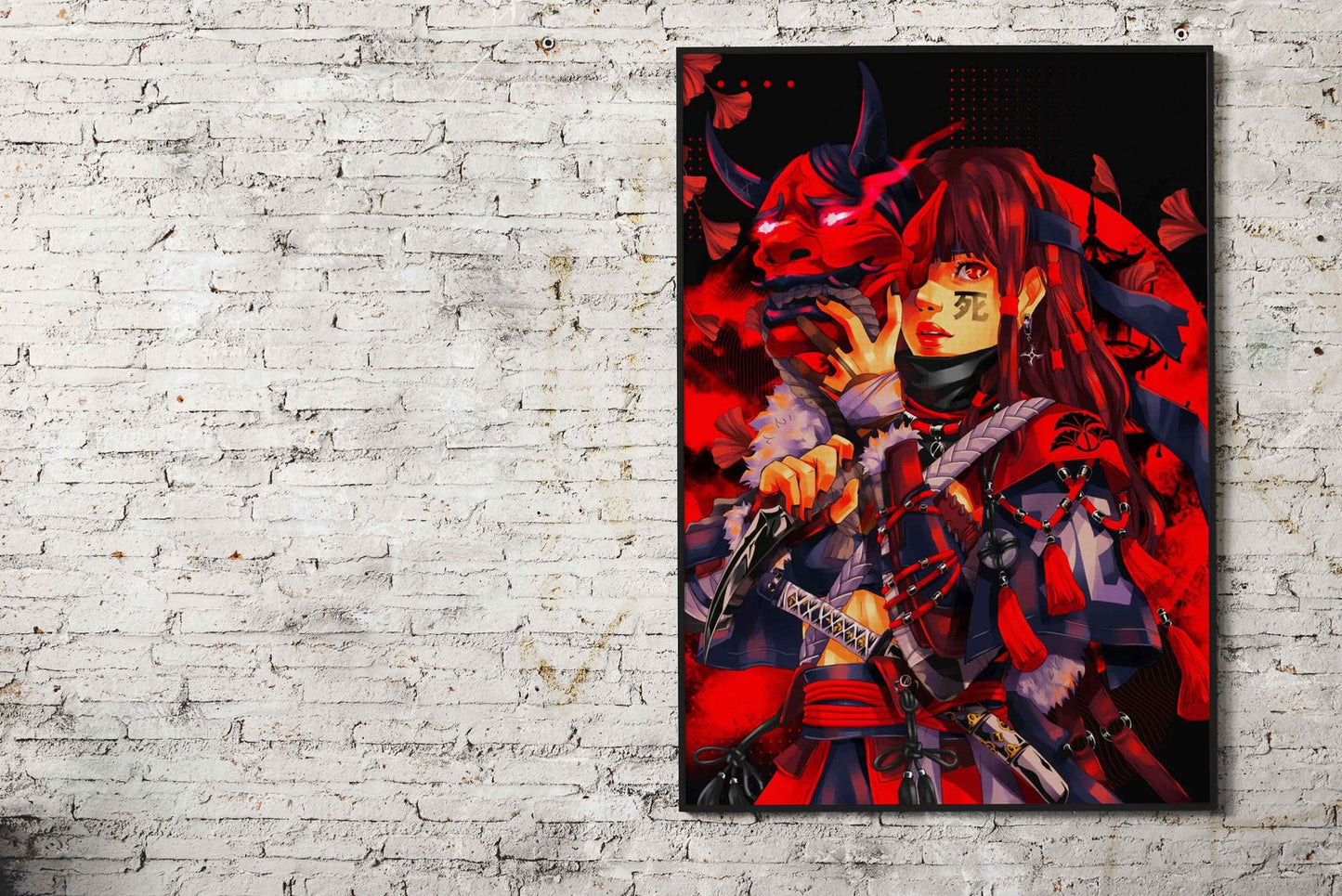 Red Girl Samurai Japan Asian Style Poster | Wall Art for Home & Office | High-Quality Print