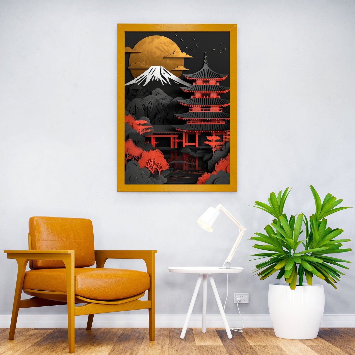 Red Gold Black Japan Asian Style Poster | Striking Unframed Wall Art Print for Home & Office | Premium Quality | Multiple Sizes Available