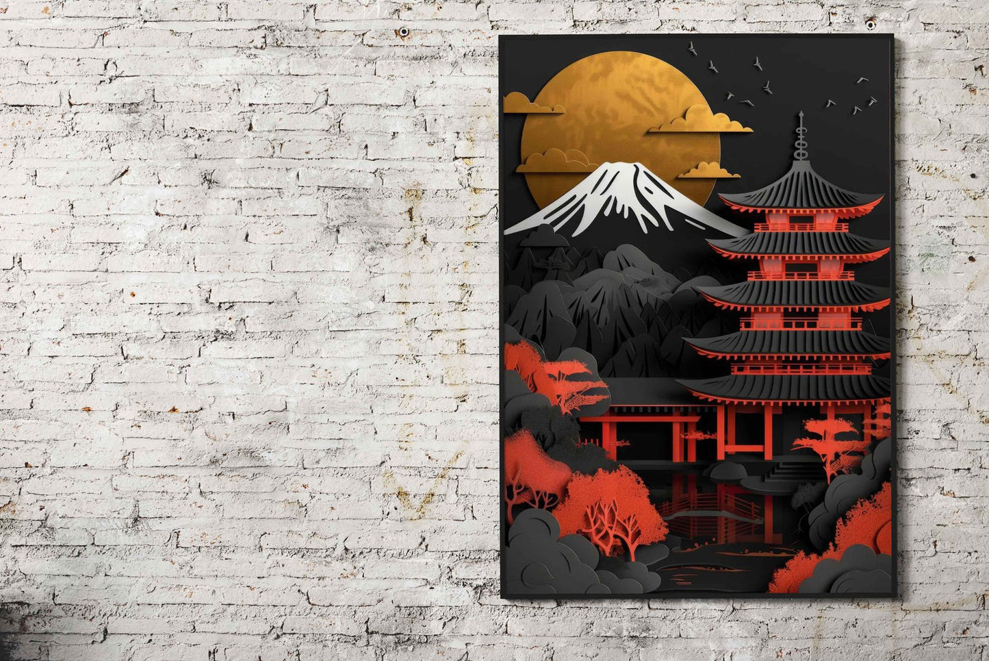 Red Gold Black Japan Asian Style Poster | Striking Unframed Wall Art Print for Home & Office | Premium Quality | Multiple Sizes Available