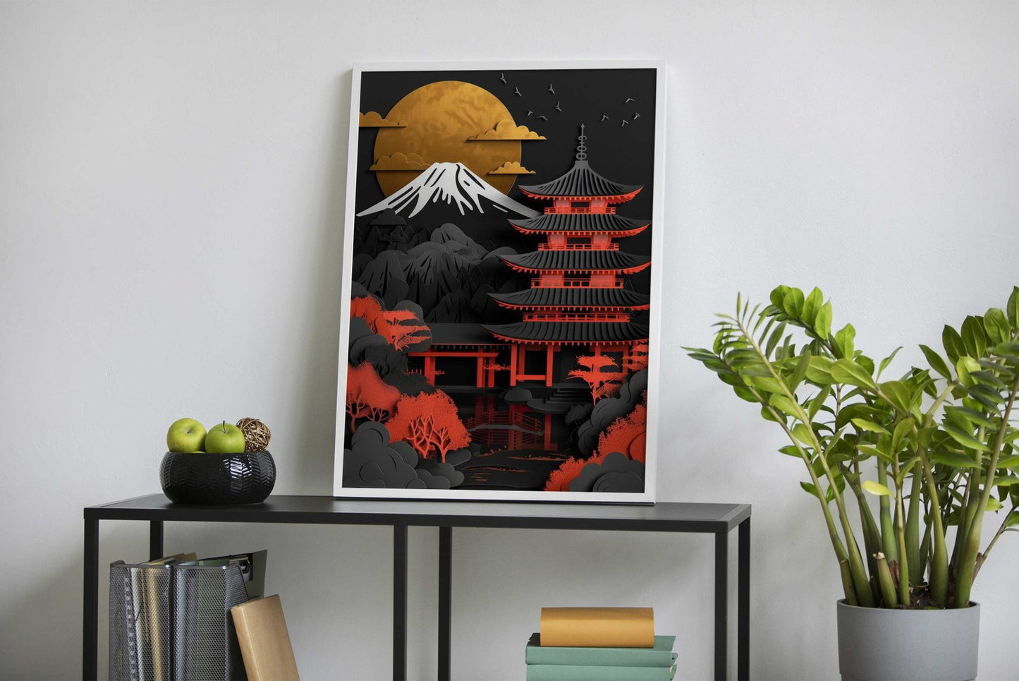 Red Gold Black Japan Asian Style Poster | Striking Unframed Wall Art Print for Home & Office | Premium Quality | Multiple Sizes Available