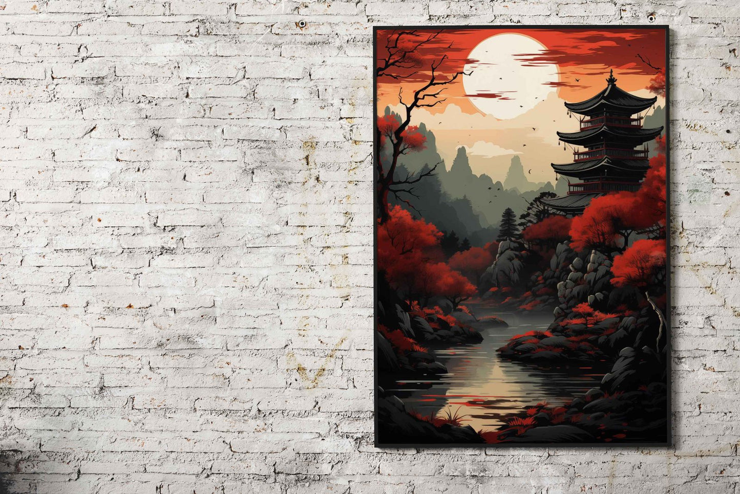 Red Japan Art Asian Style Poster | Timeless Unframed Wall Art Print for Modern Home & Office Decor | Superior Quality | Various Sizes Available