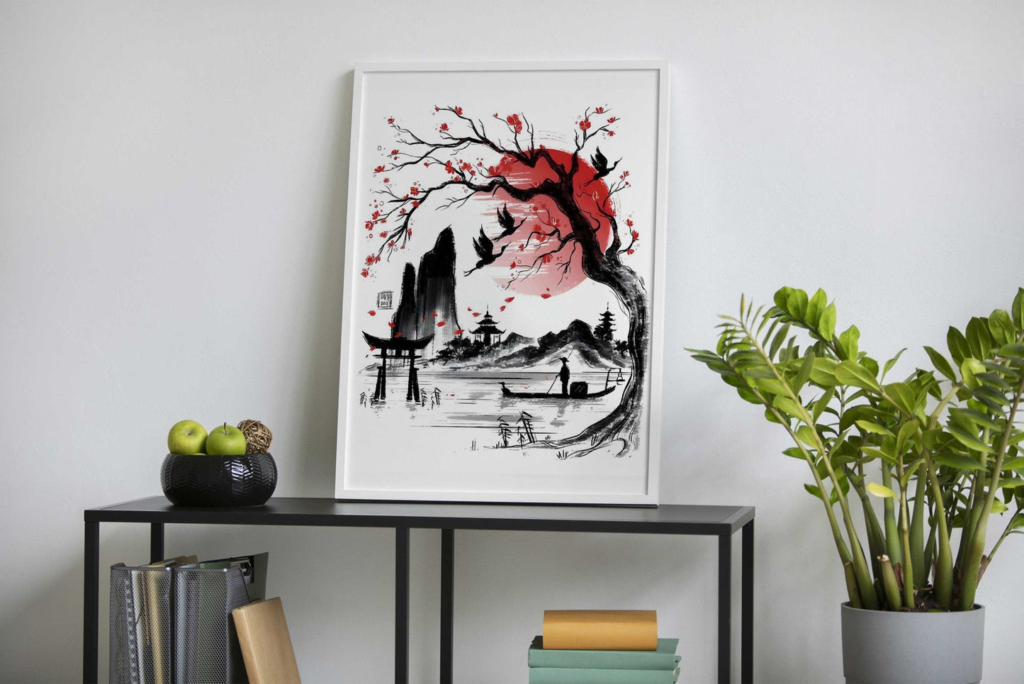 Red Japanese Landscape Asian Style Poster | High-Quality Unframed Wall Art Print | Elegant Home & Office Decor | Multiple Sizes Available