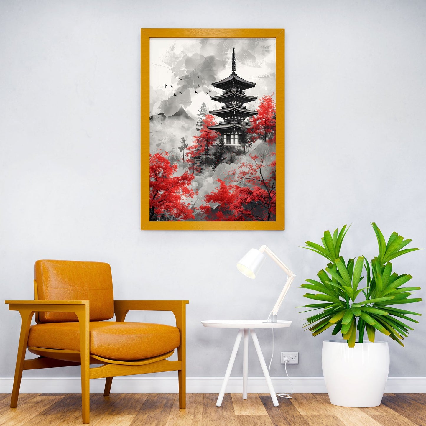 Red Japanese Painting Asian Style Poster | Wall Art for Home & Office | High-Quality Print