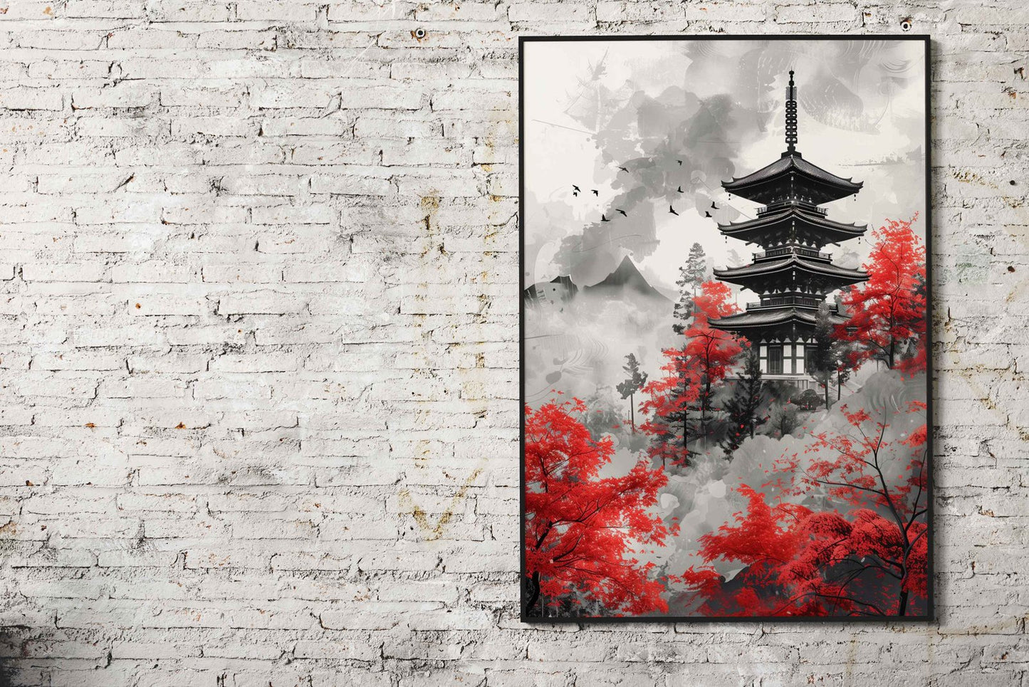 Red Japanese Painting Asian Style Poster | Wall Art for Home & Office | High-Quality Print