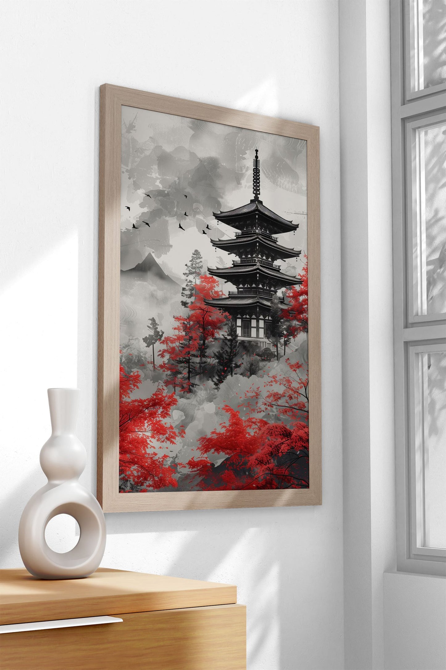 Red Japanese Painting Asian Style Poster | Wall Art for Home & Office | High-Quality Print