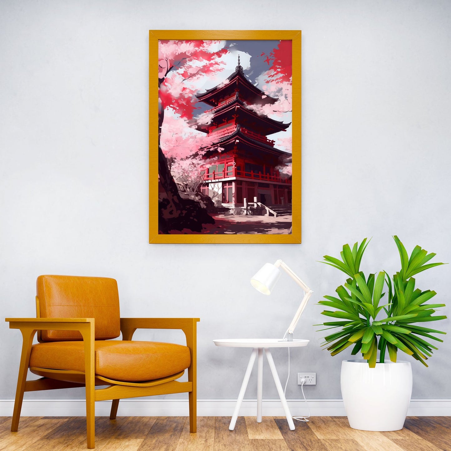 Red Moon Flamingo Asian Style Poster | Elegant Unframed Wall Art Print | High-Quality Home & Office Decor | Multiple Sizes Available