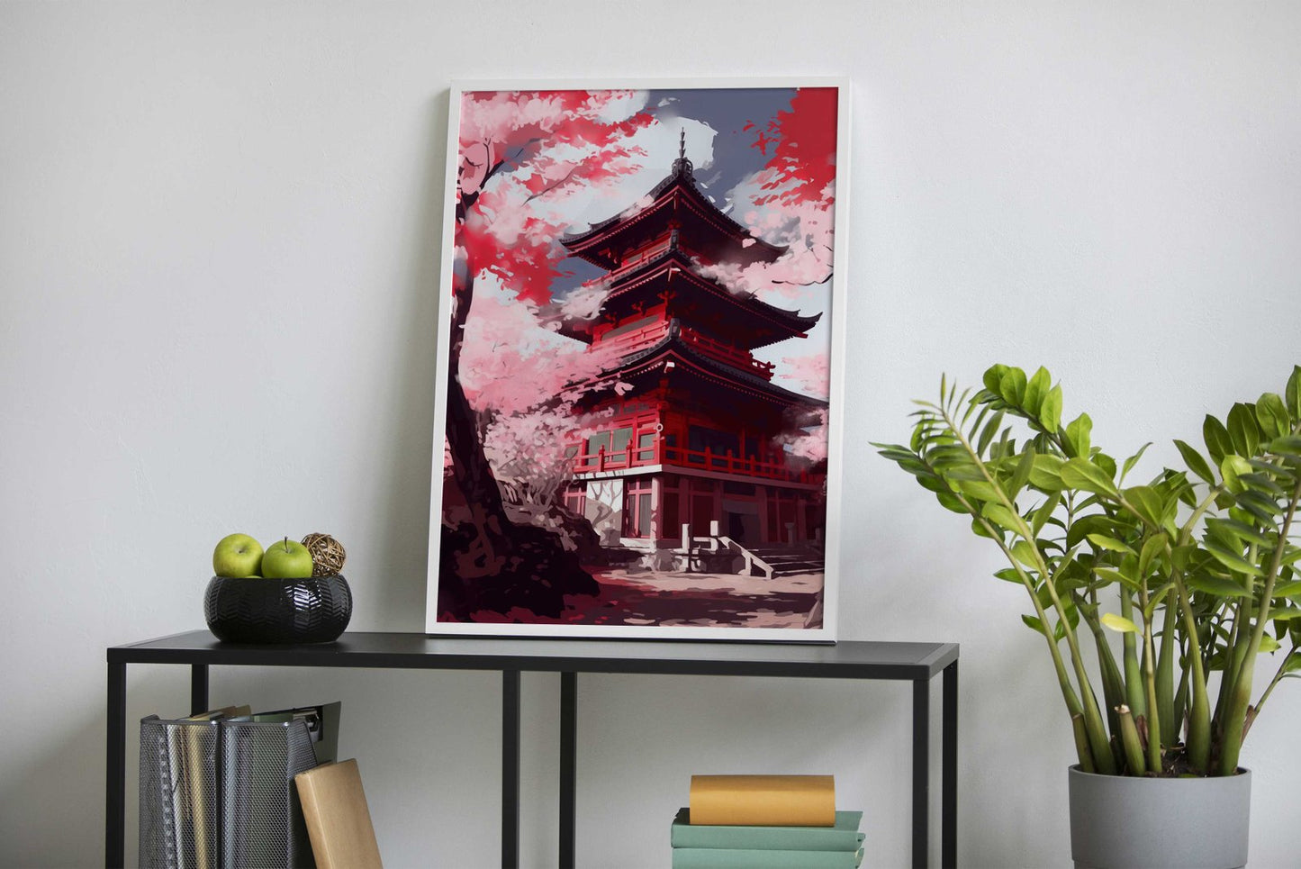 Red Moon Flamingo Asian Style Poster | Elegant Unframed Wall Art Print | High-Quality Home & Office Decor | Multiple Sizes Available
