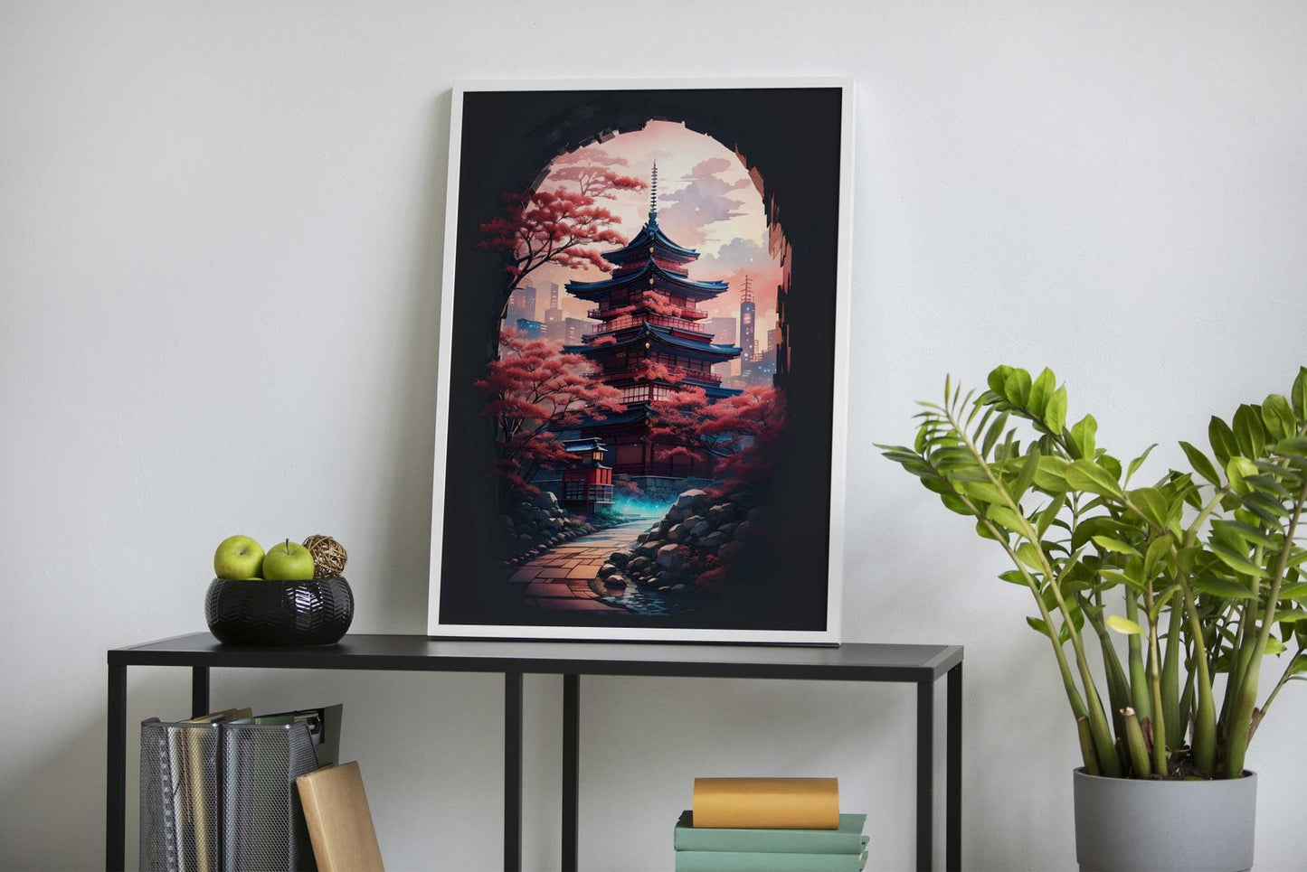 Red Japanese Pagoda Asian Style Poster | High-Quality Unframed Wall Art Print | Elegant Home & Office Decor | Multiple Sizes Available