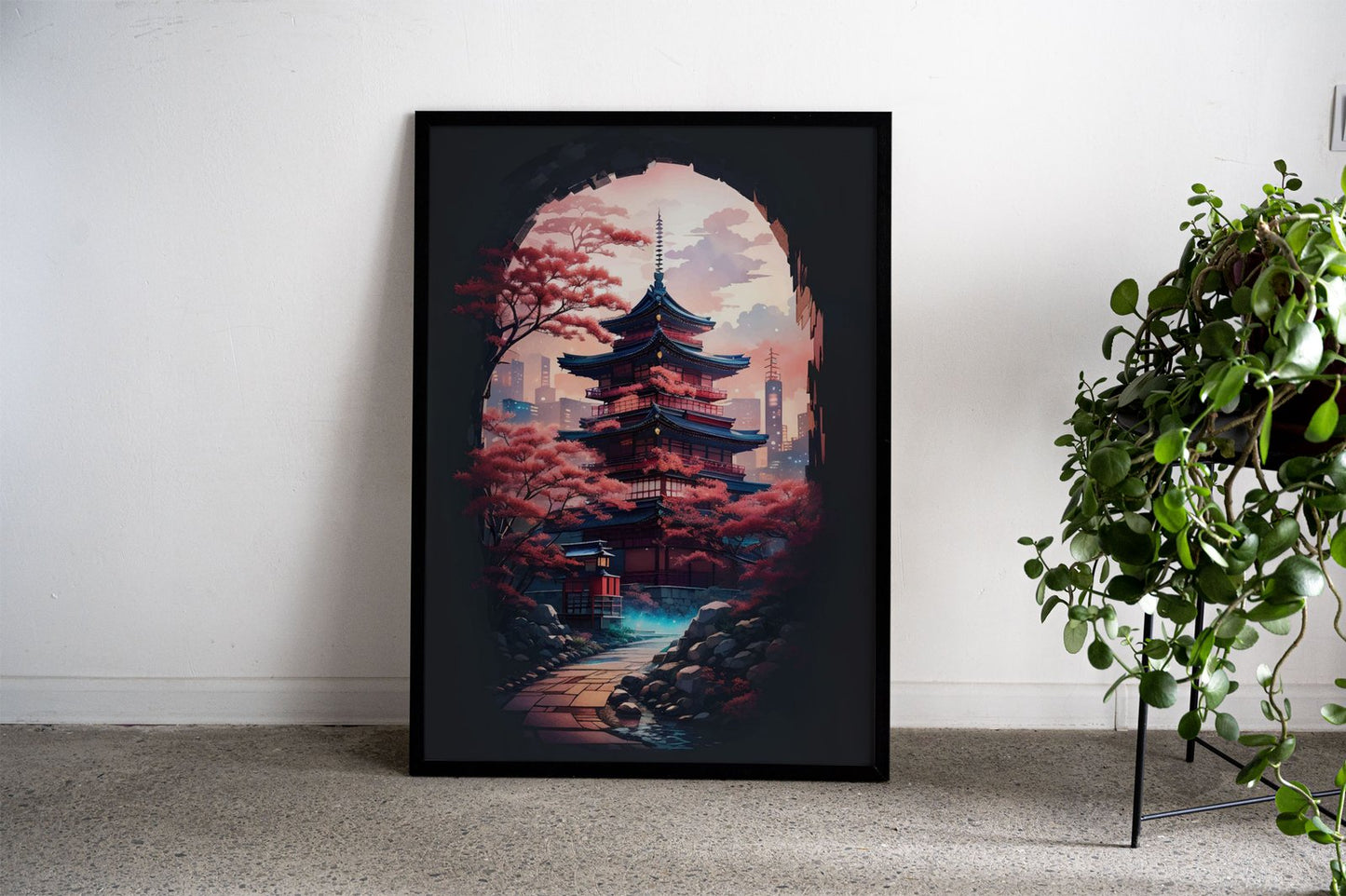 Red Japanese Pagoda Asian Style Poster | High-Quality Unframed Wall Art Print | Elegant Home & Office Decor | Multiple Sizes Available