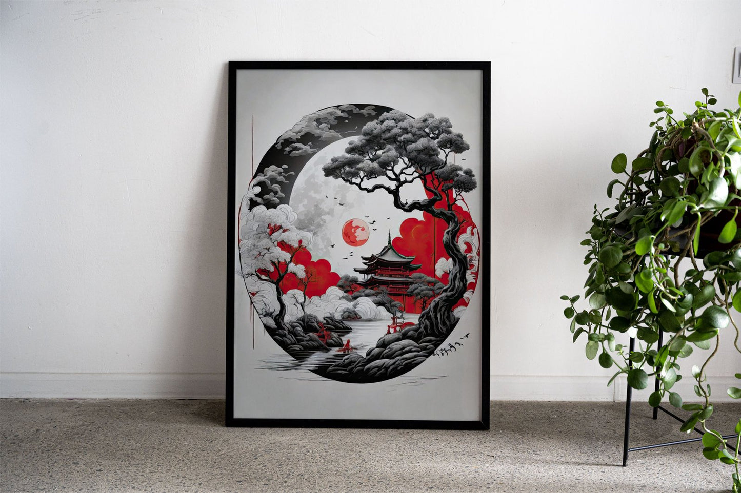 Red Japanese Asian Style Poster | Wall Art for Home & Office | High-Quality Print