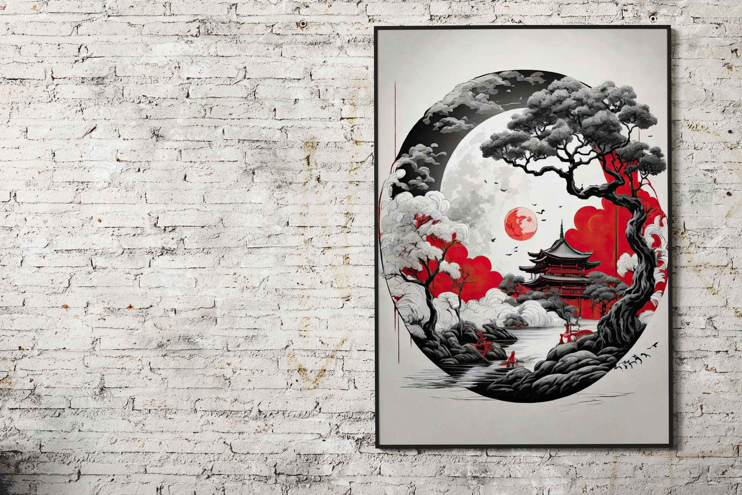 Red Japanese Asian Style Poster | Wall Art for Home & Office | High-Quality Print