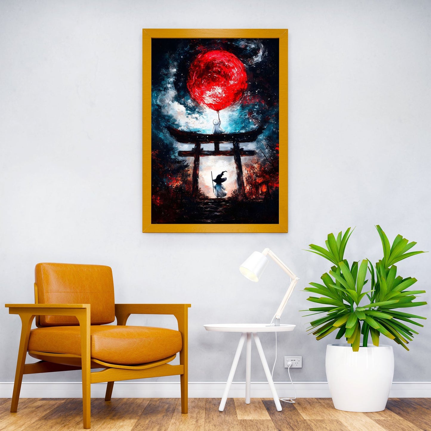 Red Moon Balloon Asian Style Poster | Wall Art for Home & Office | High-Quality Print
