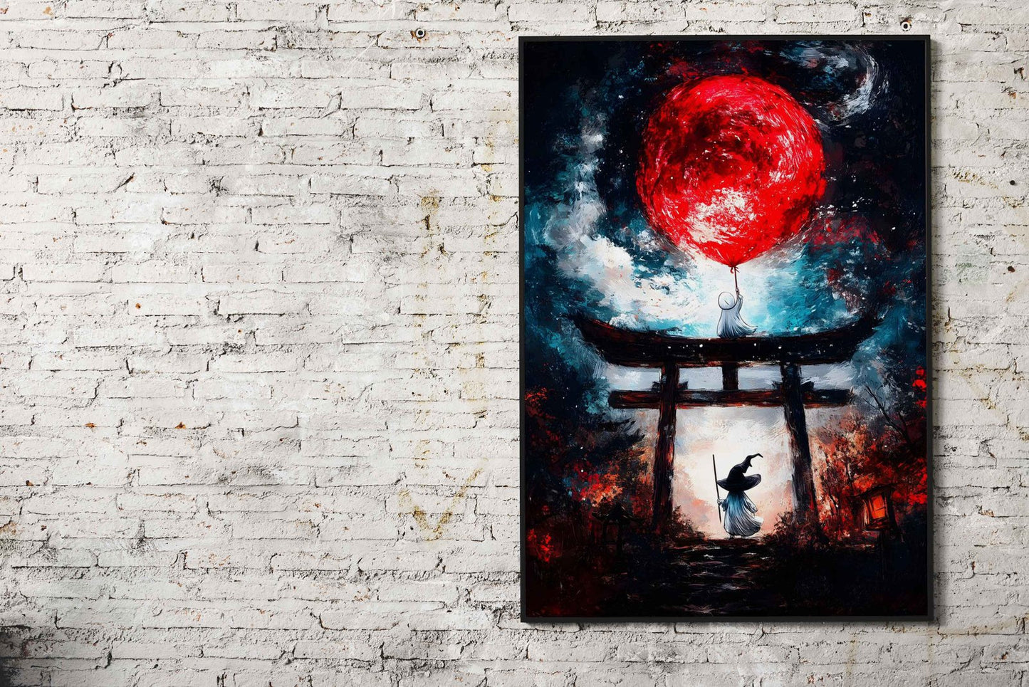 Red Moon Balloon Asian Style Poster | Wall Art for Home & Office | High-Quality Print