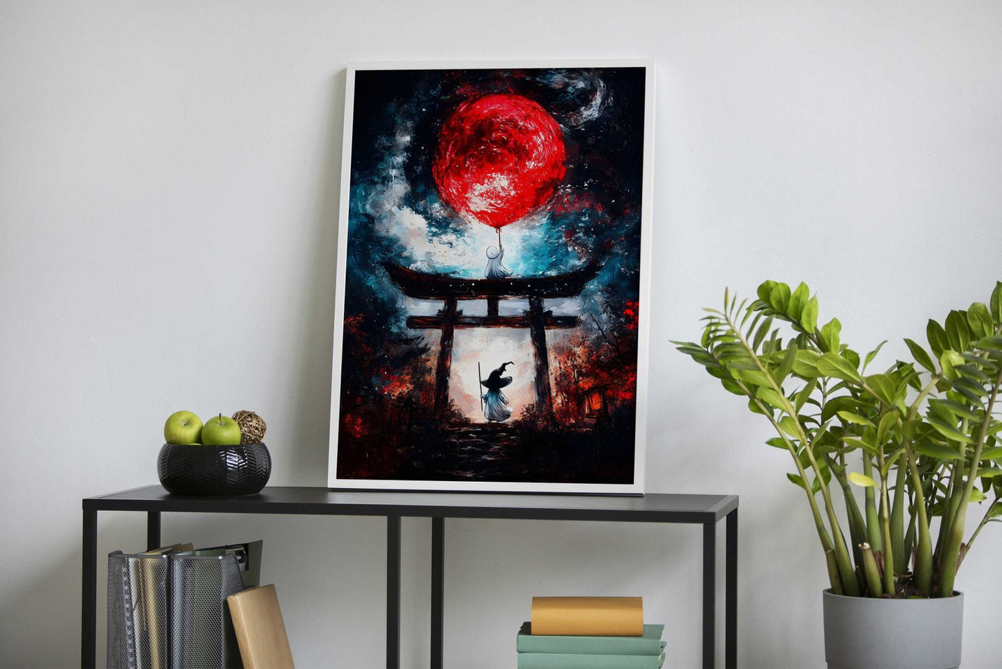 Red Moon Balloon Asian Style Poster | Wall Art for Home & Office | High-Quality Print