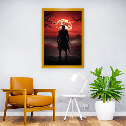 Red Moon Japanese Samurai Asian Style Poster | Wall Art for Home & Office | High-Quality Print - High-Quality Visual Display