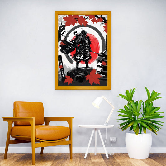 Red Moon Warrior Asian Style Poster | Wall Art for Home & Office | High-Quality Print - High-Quality Visual Display