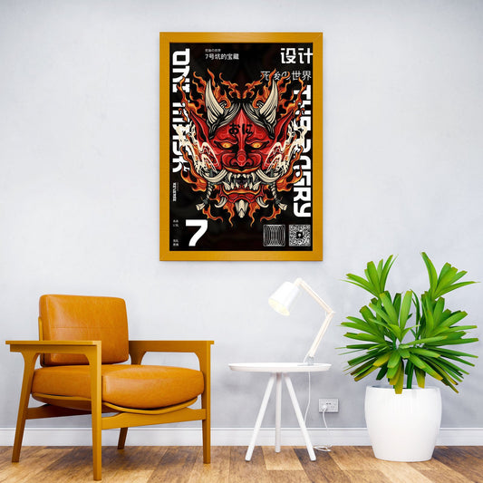 Red Oni Mask Demon Tattoo Asian Style Poster | Wall Art for Home & Office | High-Quality Print - High-Quality Visual Display