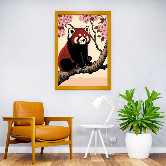 Red Panda in Cherry Blossoms Asian Style Poster | Wall Art for Home & Office | High-Quality Print - High-Quality Visual Display