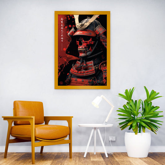 Red Skull Samurai Asian Style Poster | Wall Art for Home & Office | High-Quality Print - High-Quality Visual Display