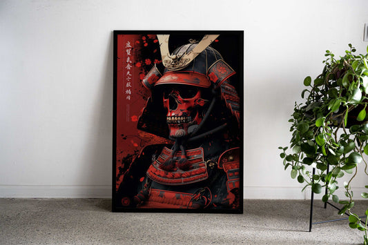 Red Skull Samurai Asian Style Poster | Wall Art for Home & Office | High-Quality Print - High-Quality Visual Display