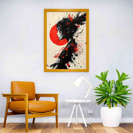 Red Sun Samurai Asian Style Poster | Wall Art for Home & Office | High-Quality Print - High-Quality Visual Display