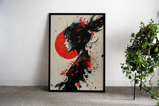Red Sun Samurai Asian Style Poster | Wall Art for Home & Office | High-Quality Print - High-Quality Visual Display