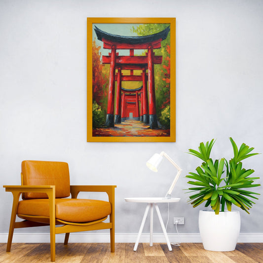 Red Torii Gate Pathway Japanese Asian Style Poster | Wall Art for Home & Office | High-Quality Print - High-Quality Visual Display