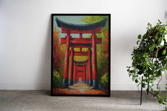 Red Torii Gate Pathway Japanese Asian Style Poster | Wall Art for Home & Office | High-Quality Print - High-Quality Visual Display