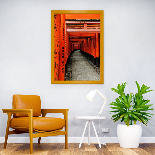 Red Torii Gates Pathway at Fushimi-Inari Asian Style Poster | Wall Art for Home & Office | High-Quality Print - High-Quality Visual Display