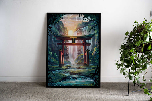 Red Torii gate forest Asian Style Poster | Wall Art for Home & Office | High-Quality Print - High-Quality Visual Display