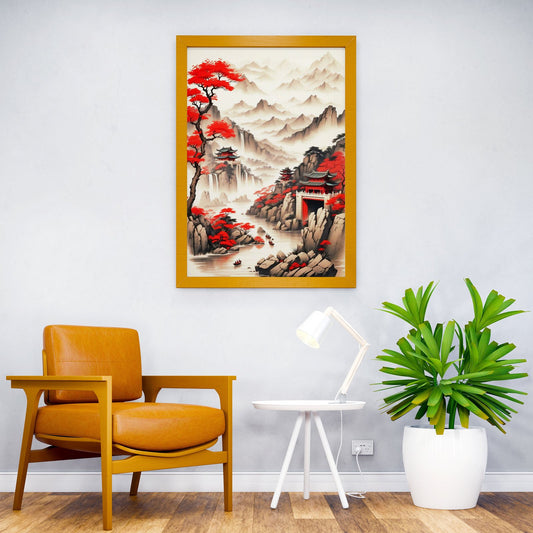 Red View Japan Asian Style Poster | Wall Art for Home & Office | High-Quality Print - High-Quality Visual Display