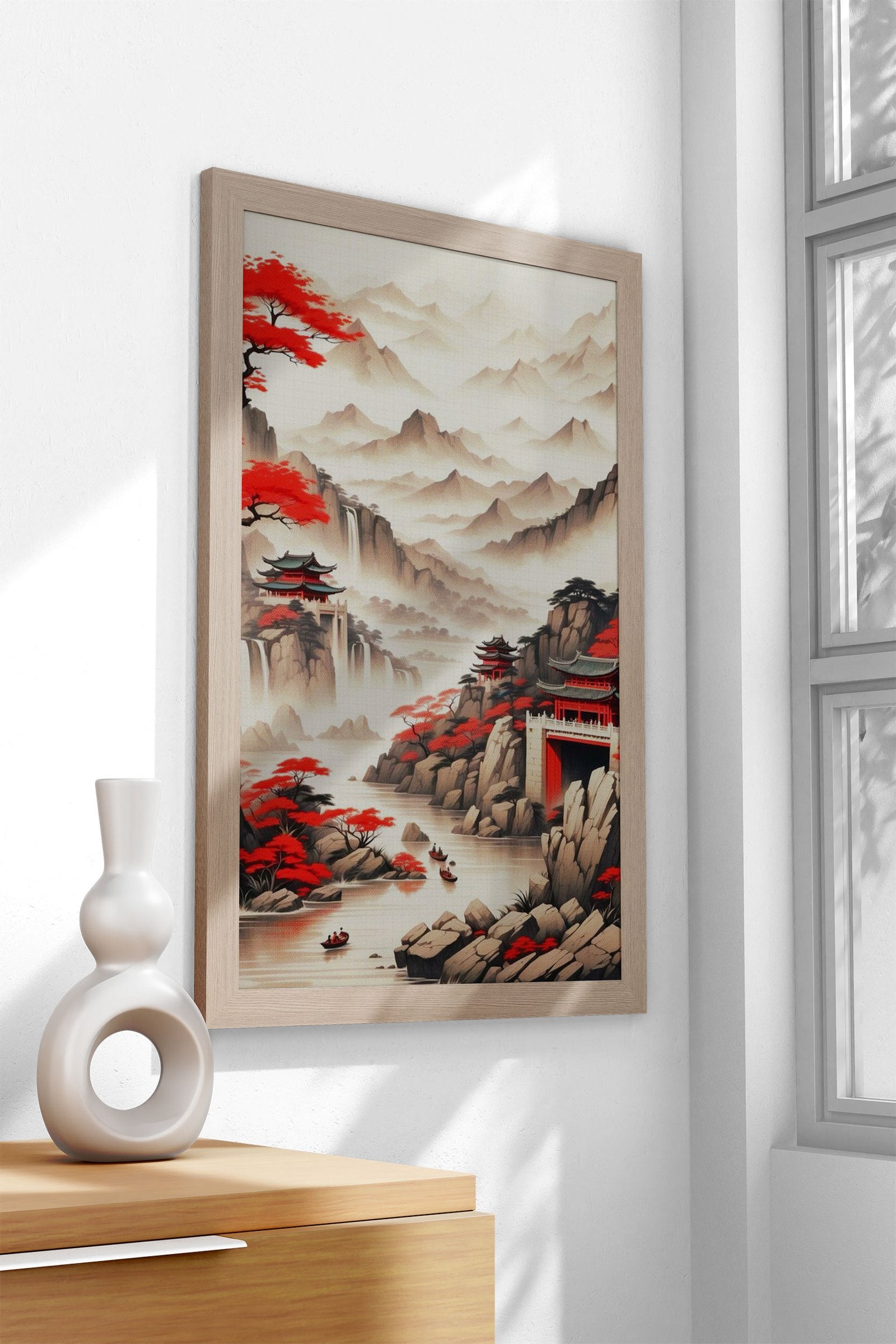 Red View Japan Asian Style Poster | Wall Art for Home & Office | High-Quality Print - High-Quality Visual Display