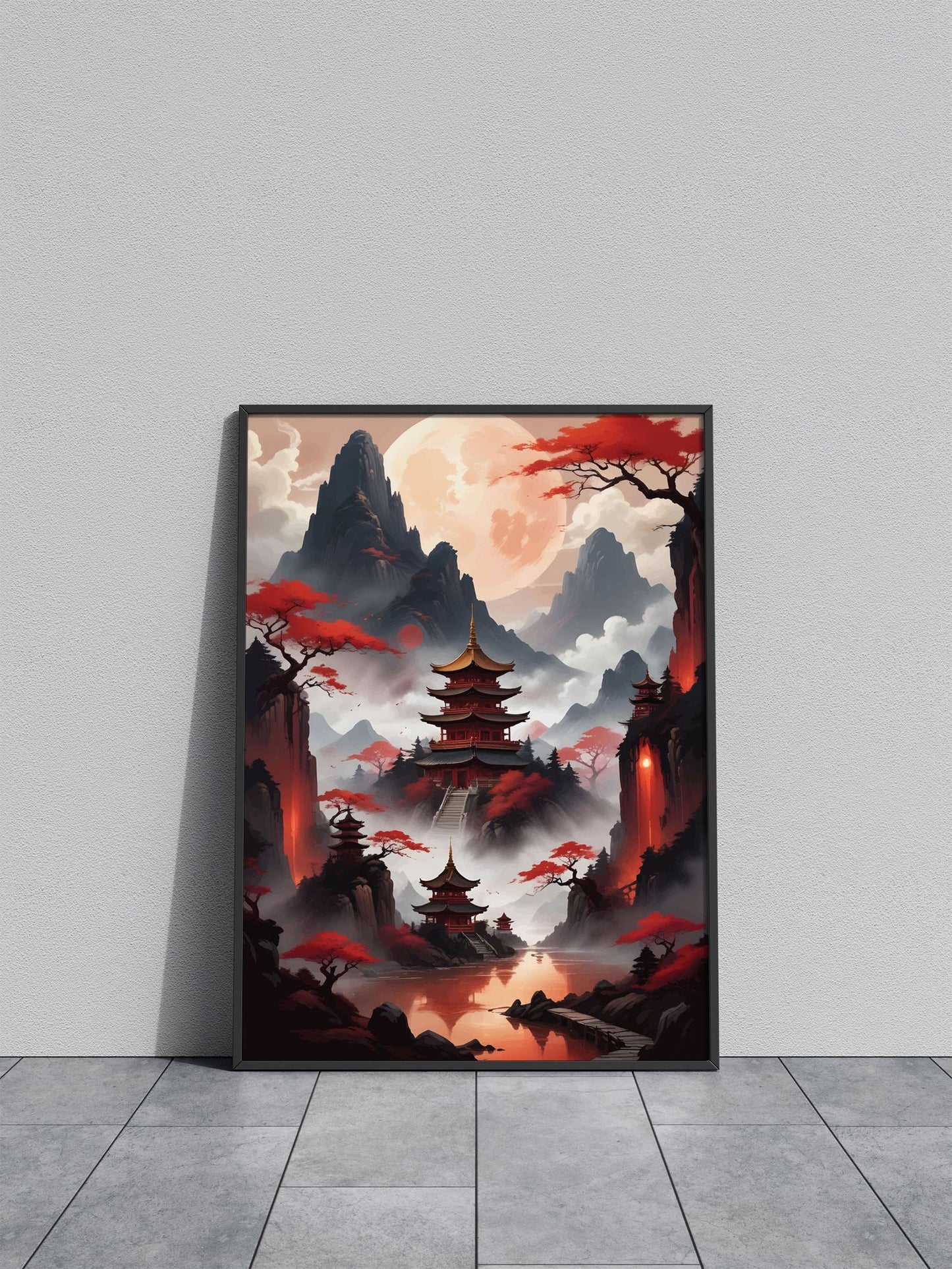 Red japan style Asian Style Poster | Wall Art for Home & Office | High-Quality Print