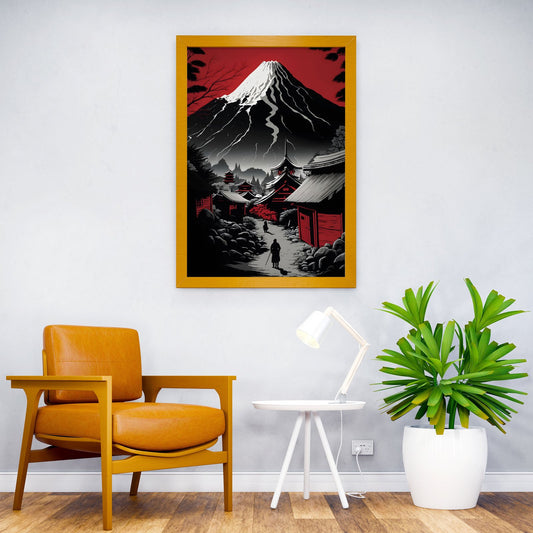 Red mountain Asian Style Poster | Wall Art for Home & Office | High-Quality Print - High-Quality Visual Display