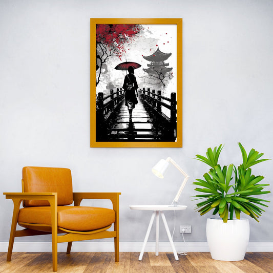 Rendezvous on the bridge Asian Style Poster | Wall Art for Home & Office | High-Quality Print - High-Quality Visual Display