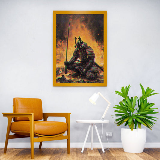 Retro Fire Samurai Asian Style Poster | Wall Art for Home & Office | High-Quality Print - High-Quality Visual Display
