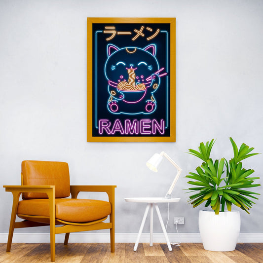 Retro Neko Ramen Sign Asian Style Poster | Wall Art for Home & Office | High-Quality Print - High-Quality Visual Display